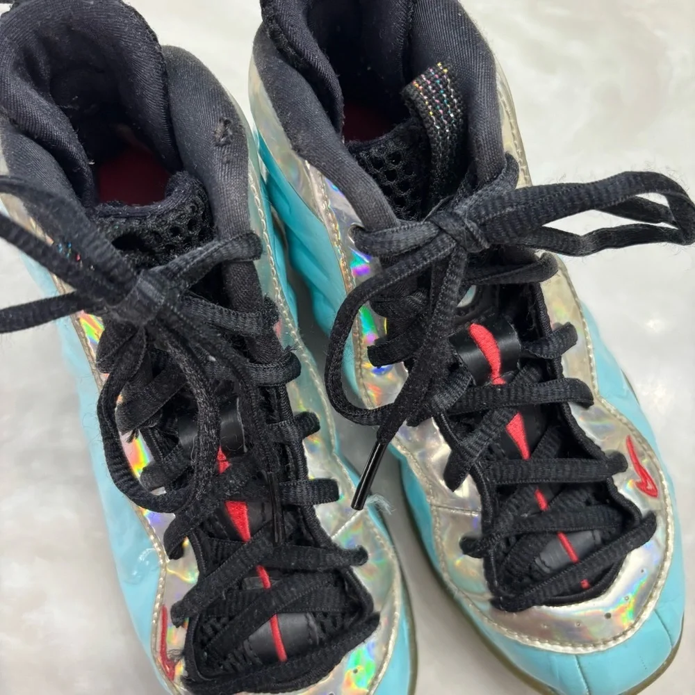 Aqua Iridescent Foamposite Sneakers | Nike Little Posite Pro 12.5
